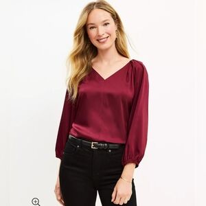 NWT LOFT Pleated Sleeve V-Neck Top